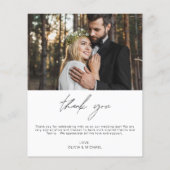 Elegantes Script Foto Hochzeit Dankeschön Karte (Rückseite)