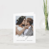 Elegantes Script Foto Hochzeit Dankeschön Karte (Vorderseite)