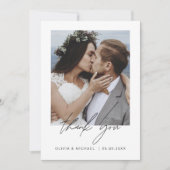 Elegantes Script Foto Hochzeit Dankeschön Karte (Vorderseite)