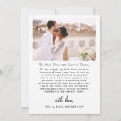 Elegantes Script Foto Hochzeit Dankeschön Karte (Rückseite)