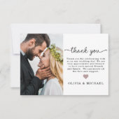 Elegantes Script Foto Hochzeit Dankeschön Karte (Vorderseite)