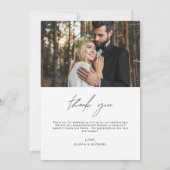 Elegantes Script Foto Hochzeit Dankeschön Karte (Rückseite)