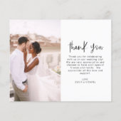 Elegantes Script Foto Hochzeit Dankeschön Karte (Rückseite)