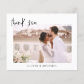 Elegantes Script Foto Hochzeit Dankeschön Karte (Vorderseite)