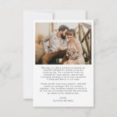 Elegantes Script Foto Hochzeit Dankeschön Karte (Rückseite)