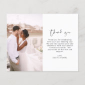 Elegantes Script Foto Hochzeit Dankeschön Karte (Rückseite)