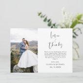 Elegantes Script Foto Hochzeit Dankeschön Karte (Stehend Vorderseite)