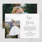 Elegantes Script Foto Hochzeit Dankeschön Karte (Vorne/Hinten)