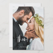 Elegantes Script Foto Hochzeit Dankeschön Karte (Vorderseite)