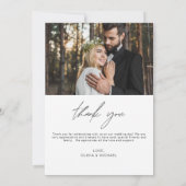 Elegantes Script Foto Hochzeit Dankeschön Karte (Rückseite)