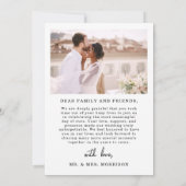 Elegantes Script Foto Hochzeit Dankeschön Karte (Rückseite)