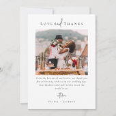 Elegantes Script-Foto Hochzeit Dankeskarte (Vorderseite)