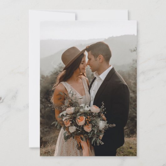 Elegantes Script-Foto Hochzeit Einladung (Rückseite)