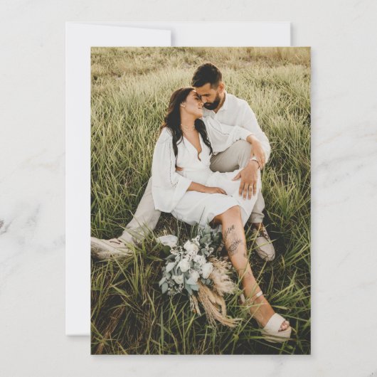 Elegantes Script-Foto Hochzeit Einladung (Rückseite)