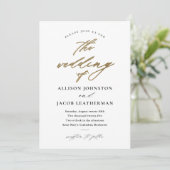 Elegantes Script-Foto-Hochzeit Einladung (Stehend Vorderseite)