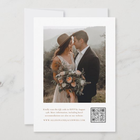 Elegantes Script-Foto-Hochzeit Einladung (Rückseite)