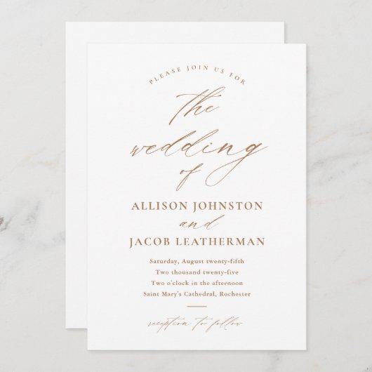 Elegantes Script-Foto-Hochzeit Einladung (Vorne/Hinten)