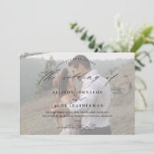Elegantes Script-Foto Hochzeit Einladung (Stehend Vorderseite)