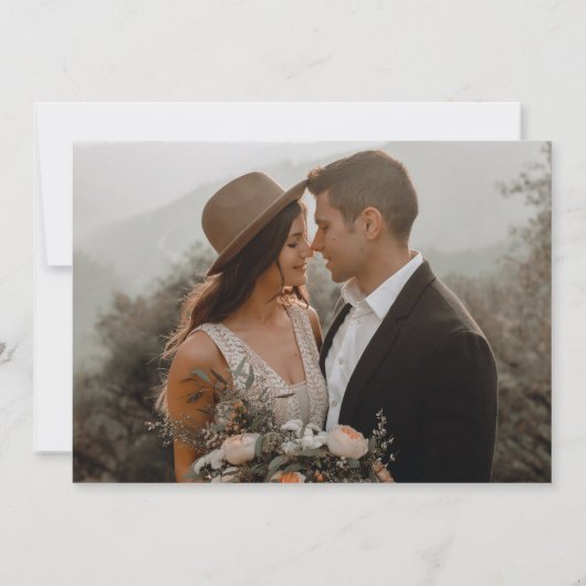 Elegantes Script-Foto Hochzeit Einladung (Rückseite)