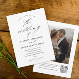 Elegantes Script-Foto Hochzeit Einladung