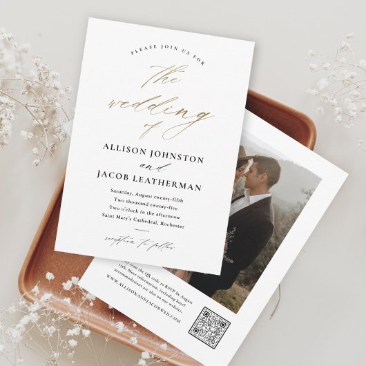 Elegantes Script-Foto-Hochzeit Einladung