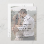 Elegantes Script-Foto Hochzeit Einladungspostkarte (Vorne/Hinten)