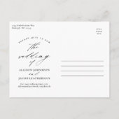 Elegantes Script-Foto Hochzeit Einladungspostkarte (Rückseite)