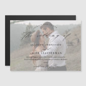 Elegantes Script-Foto Hochzeit Magneteinladung (Vorne/Hinten)