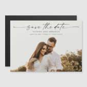 Elegantes Script-Foto Hochzeit Magnetkarte (Vorne/Hinten)