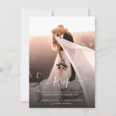 Elegantes Script-Foto Hochzeit RSVP Save The Date (Vorderseite)