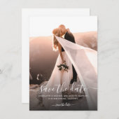 Elegantes Script-Foto Hochzeit Save The Date (Vorne/Hinten)