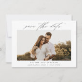 Elegantes Script-Foto Hochzeit Save The Date (Vorderseite)