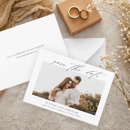 Elegantes Script-Foto Hochzeit Save The Date
