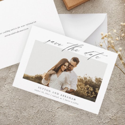 Elegantes Script-Foto Hochzeit Save The Date