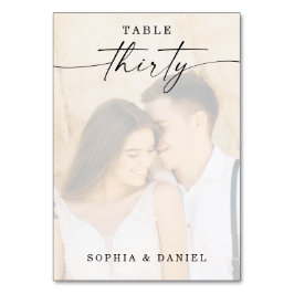 Elegantes Script Foto Hochzeit Tischnummer 30