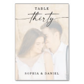 Elegantes Script Foto Hochzeit Tischnummer 30 (Vorderseite)