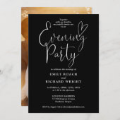 Elegantes Script-Foto Hochzeiten Abend Party Einladung (Vorne/Hinten)