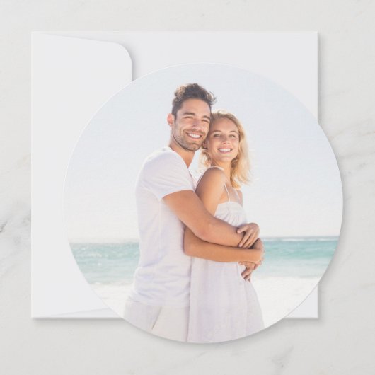 Elegantes Script-Foto Hochzeitkreis Einladung (Rückseite)