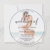 Elegantes Script-Foto Hochzeitkreis Einladung (Vorderseite)