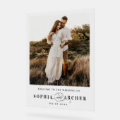 Elegantes Script-Foto Hochzeitsempfang Acrylschild (Winkel)