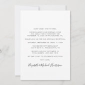 Elegantes Script-Foto Hochzeitsempfang Einladung (Rückseite)