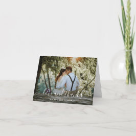 Elegantes Script-Foto Moderne Hochzeit Dankeskarte
