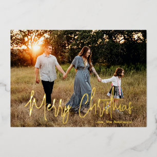 Elegantes Script-Foto Moderne Weihnachten Folien Feiertagskarte