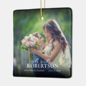 Elegantes Script-Foto New Christmas Keramikornament (Links)