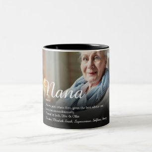 Elegantes Script-Foto Oma Nana Definition Zweifarbige Tasse