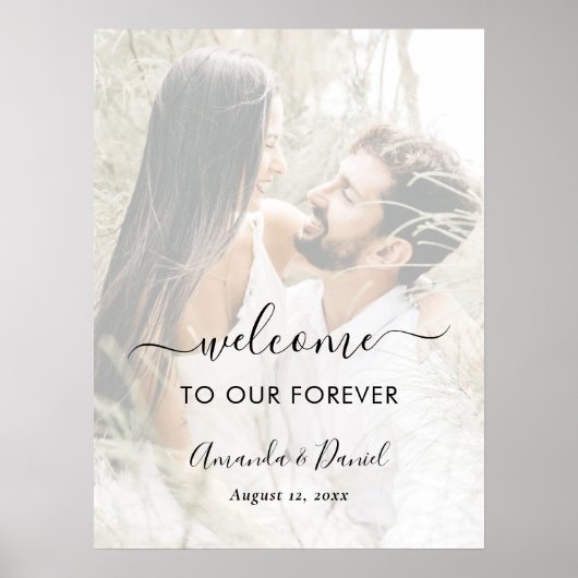 Elegantes Script Foto Overlay Begrüßungszeichen Poster (Vorne)