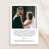 Elegantes Script-Foto-Overlay-Hochzeit Dankeskarte