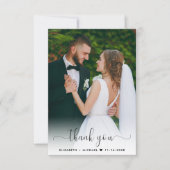 Elegantes Script-Foto-Overlay-Hochzeit Dankeskarte (Vorderseite)