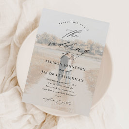 Elegantes Script-Foto-Overlay-Hochzeit Magneteinladung