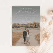 Elegantes Script-Foto-Overlay-Hochzeit Magneteinladung